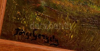 Pörge jelzéssel: Pecázó. Olaj, vászon, keretben, 19×28 cm