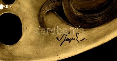 Szász jelzéssel: Búsuló ikrek. Vegyes technika, farost, 49×49 cm