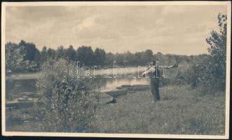 1936 Algyő, folyóparton, jelzetlen fotó, 14x24 cm