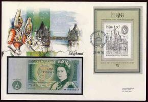 Nagy-Britannia 1985. 1Ł bankjegyes borítékon T:I