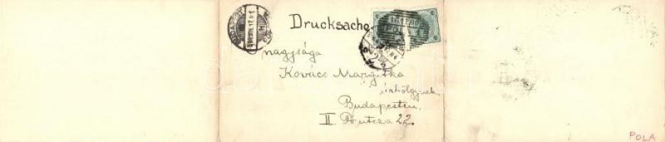 Pola, Hajógyár 1900-ban, Kazamata hajók. 3-részes panorámalap / ship factory in 1900, K.u.K. Kriegsm...