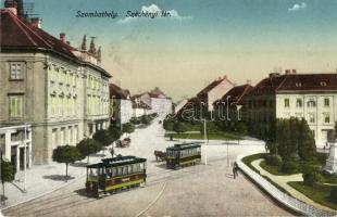 Szombathely, Széchenyi tér, villamosok. Deutsch Nővérek kiadása