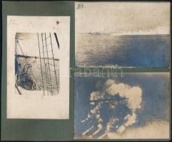 cca 1914 Hadihajókról készült fotók, albumlapokra ragasztva, 7 db, kb. 9x13 cm / warships