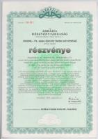 Keszthely 1997. "Abbázia Részvénytársaság" névre szóló részvénye 10.000Ft-ról, szárazpecséttel és szelvényekkel  T:I,I-