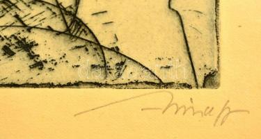 Hincz Gyula (1904-1986): Tükörbenéző. Rézkarc, papír, jelzett, 29×19 cm