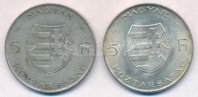 1947. 5Ft Ag "Kossuth" (2x) T:2,2-