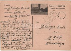 1943 Tábori portómentes Képes levelezőlap. Orosháza-Gyopárosfürdő kisvasút megállóhely / WWII Feldpostkarte  (EK)