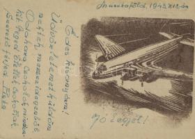 1943 Muszkaföld. Második világháborús tábori posta, repülőgép / WWII Hungarian military field post, airplane (EK)