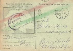 1944 Tábori Postai Levelezőlap. Nagymagyarország zászlószínnel / WWII Hungarian field postcard (EK)