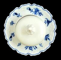 Meisseni vajtartó pótolt tetővel, tetőn apró csorba, jelzett, d:17 cm, m:11 cm