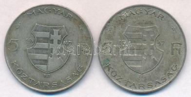 1947. 5Ft Ag "Kossuth" (2x) T:2- ph