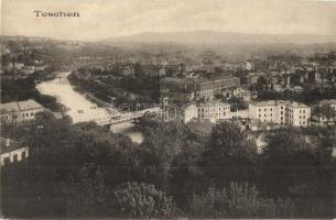 Cieszyn, Teschen; general view, river, bridge. Verlag von Kutzer & Cie.
