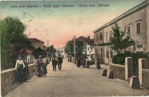 Nabrezina, Nabresina; Cesta proti Nabrezini / Straße gegen Nabresina / Strada verso Nabresina / street view (EK)
