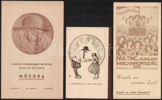 cca 1934-1939 Lánycserkészettel kapcsolatos kiadványok (Pax-Ting Magyarország, magyar Cserkészlány Szövetség műsora), 3 db