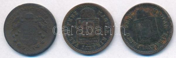 1868KB 1kr Cu + 1879KB 1kr Cu + 1891KB 1kr Cu T:2-,3 oxidáció