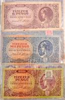 78db-os vegyes magyar és külföldi bankjegy gyűjtemény, közte 1920. 1000K  "Orell Füssli Zürich&...