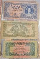 78db-os vegyes magyar és külföldi bankjegy gyűjtemény, közte 1920. 1000K  "Orell Füssli Zürich&...