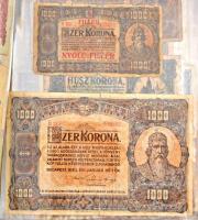 78db-os vegyes magyar és külföldi bankjegy gyűjtemény, közte 1920. 1000K  "Orell Füssli Zürich&...