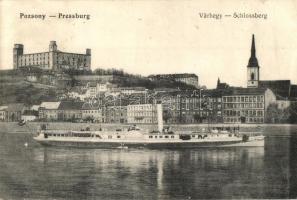 Pozsony, Pressburg, Bratislava; Várhegy, Hildegarde gőzös / Schlossberg / castle hill, SS Hildegarde