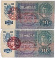 1915. 10K (7x) piros "MAGYARORSZÁG" felülbélyegzéssel T:III szakadás