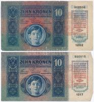 1915. 10K (7x) piros "MAGYARORSZÁG" felülbélyegzéssel T:III szakadás