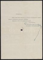 1935 Bp., Miniszteri tanácsos által írt levél Corvin-koszorú kitüntetési jelvényének átvételéről
