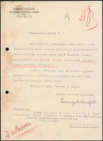 1941 Bp., A Magyar Hajózási Betegségi Biztosító Intézet Igazgatósága által Hohenlohe Ferenc hercegnek címzett levél