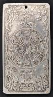 Tibeti ezüst (Ag. 50% alatti ezüst tartalommal)  sárkányos plakett, jelzett, 9,5×5 cm