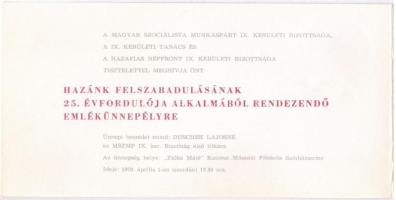 1970. "1945-1970" lemezérem a "Hazánk felszabadulásának 25. évfordulója alkalmából re...
