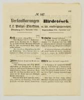 1854 Sopron, Hirdetések cs. kir. rendőr igazgatóságtól, benne különféle bűncselekmények leírása, kétnyelvű,4 p.