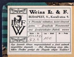 cca 1910-1920 Weiss L & Fia kitöltetlen könyvelési napló (?), kopottas vászon-kötésben, egy lap ...