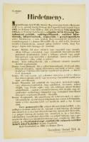 1865 Vas megyei rögtönítélő bíróság felállításáról szóló rendelet kétnyelvű hirdetménye, 34x21 cm / Order about statarial tribunals, 34x21 cm