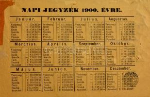 1900 Bp.V., A magyar Köztisztviselők Fogyasztási Szövetkezete dombornyomású litho díszes naptára, na...
