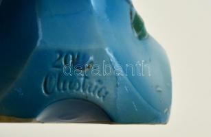 Austria szecessziós porcelán vázácska, jelzett, kézzel festett, kopott, gyári mázhibával, 12 cm