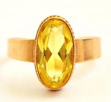 Arany (Au.) 14 k  gyűrű citrin kővel, jelzett (szovjet), méret: 63, bruttó: 6 g