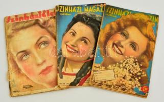 1935-1944 Színházi Magazin és Színházi Élet, 3 száma, változó minőségben
