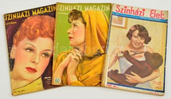 1932-1941 Színházi Magazin és Színházi Élet, 3 száma, vegyes minőségben