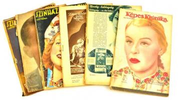 1932-1944 Vegyes magazin tétel: Színházi Magazin, Színházi Élet, Képes Krónika, összesen 6 szám, vegyes minőségben