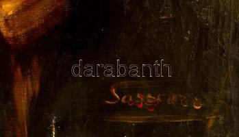 Olvashatatlan jelzéssel: Egzotikus fél akt. Olaj, vászon, sérült, 100×70 cm