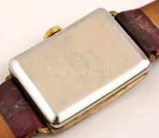 cca 1940 NIta márkájú, art deco, mechanikus férfi karóra hiányzó üveggel, működő szerkezettel, bőr s...