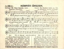 Kárpáti Őrszem. Hadsegélyező Hivatal segélylapja / Hungarian military music sheet, charity card