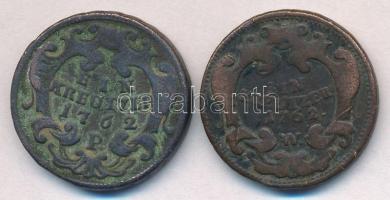 Csehország / Történelmi tartomány 1762P 1kr Cu "Mária Terézia" + Ausztria 1762W 1kr Cu &qu...