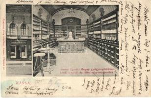 Kassa, Kosice; Megay gyógyszertára, belső, Dr. Sihulszky-féle arckenőcs reklámja. Nyulászi Béla kiadása / pharmacy interior, cream advertisement (r)