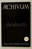 Archívum 13. A Heves Megyei Levéltár Közleményei. Eger, 1994. Készült 500 példányban! Kiadói papírkötés, jó állapotban.