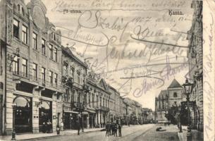 Kassa, Kosice; Fő utca, Eschwig Ede üzlete. Divald Károyl 810. sz. / main street, shops (EK)