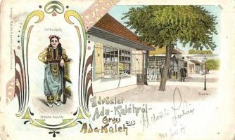 Ada Kaleh, Bazár, török szépség / bazaar, Turkish beauty. Raichl Sándor juniors Art Nouveau litho (kopott oldalak / worn edges)