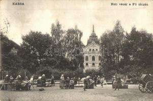 Kassa, Kosice; Heti vásár a Fő utcán, piac. Varga Bertalan kiadása / market on the main street (EK)