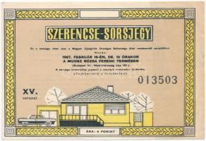 Budapest 1967. "Magyar Újságírók Országos Szövetsége - Szerencse-sorsjegy" sorjegy 4Ft értékben T:III