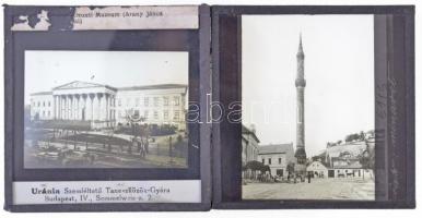 cca 1920 Budapest Nemzeti Múzeum, Eger minaret, 2 db üveglemez diapozitív, 8x8 cm