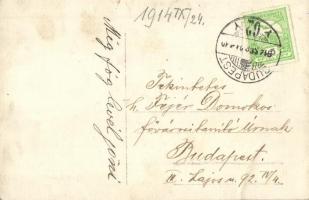 1913 Budapest II. Margit híd budai hídfő télen hóviharban. photo